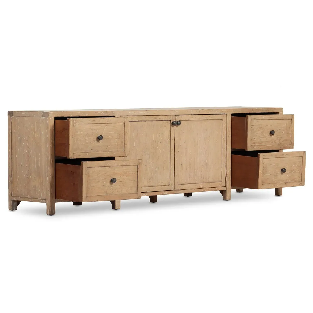 Greta Media Cabinet with Storage - Light Brown, Pine