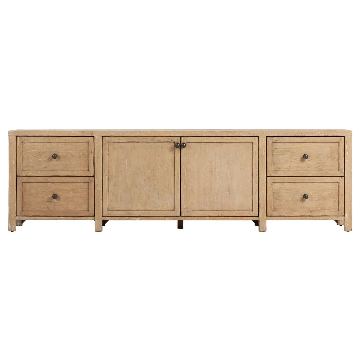 Greta Media Cabinet with Storage - Light Brown, Pine