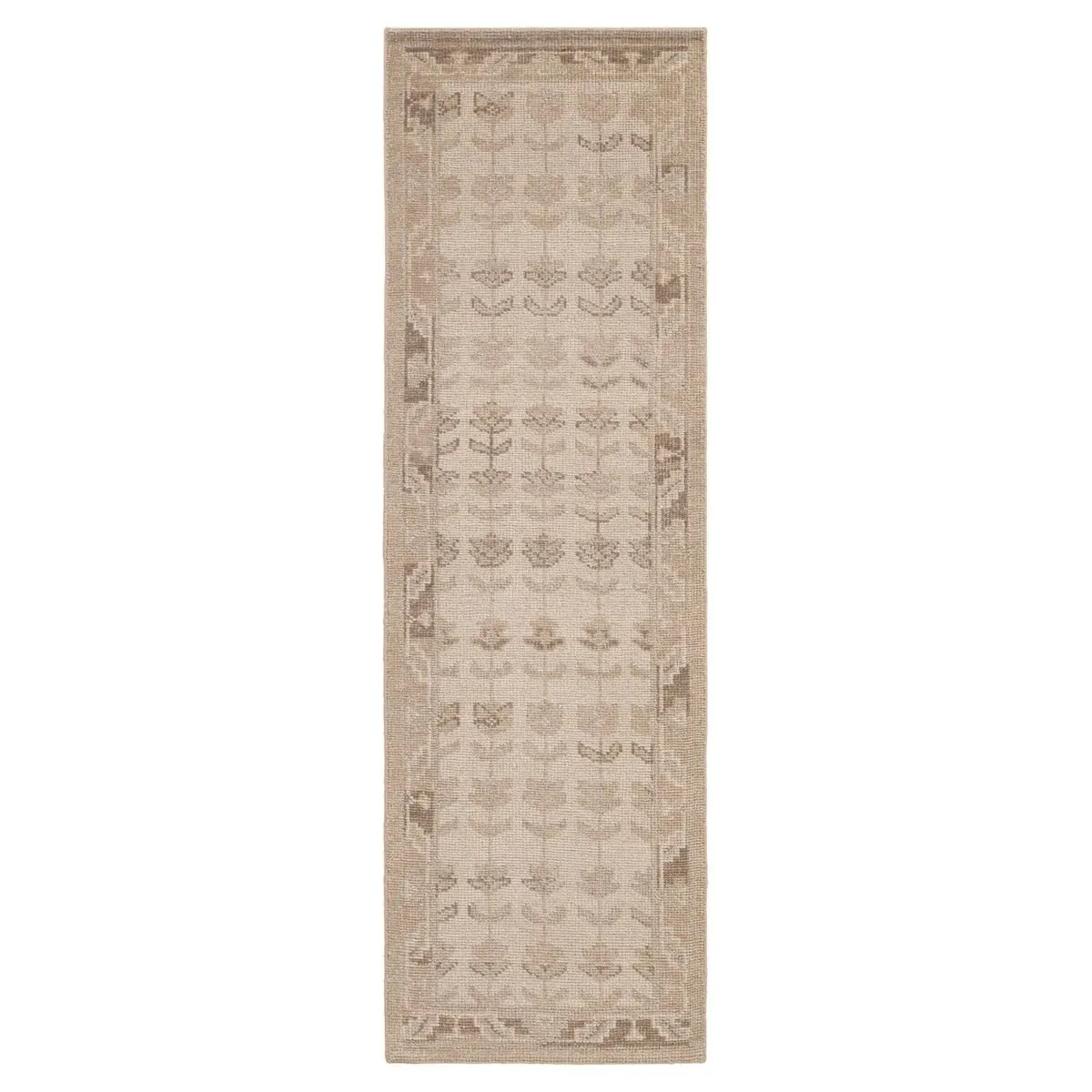 Gretchen Floral Hand Knotted Rug - Beige, Wool