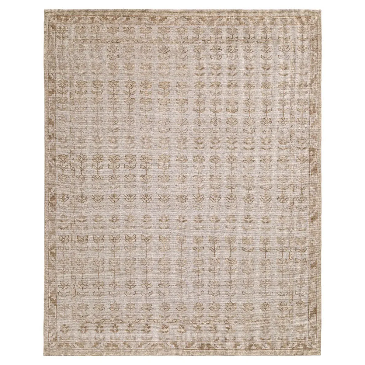 Gretchen Floral Hand Knotted Rug - Beige, Wool image