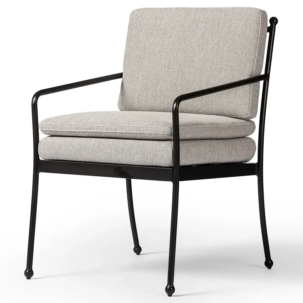 Gretchen Outdoor Dining Arm Chair - Grey, Aluminum