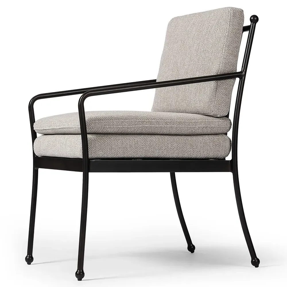 Gretchen Outdoor Dining Arm Chair - Grey, Aluminum