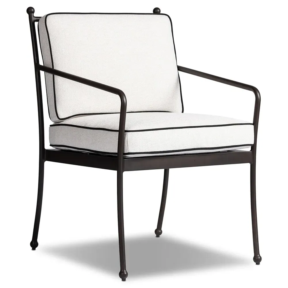 Gretchen Outdoor Dining Arm Chair - White, Aluminum
