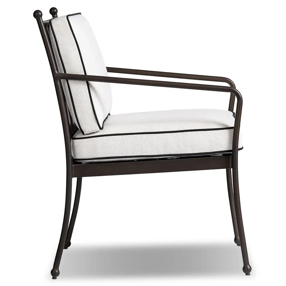 Gretchen Outdoor Dining Arm Chair - White, Aluminum