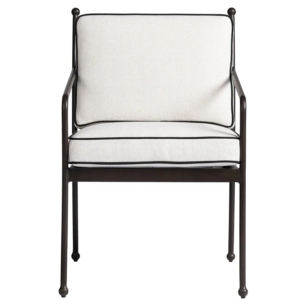 Gretchen Outdoor Dining Arm Chair - White, Aluminum