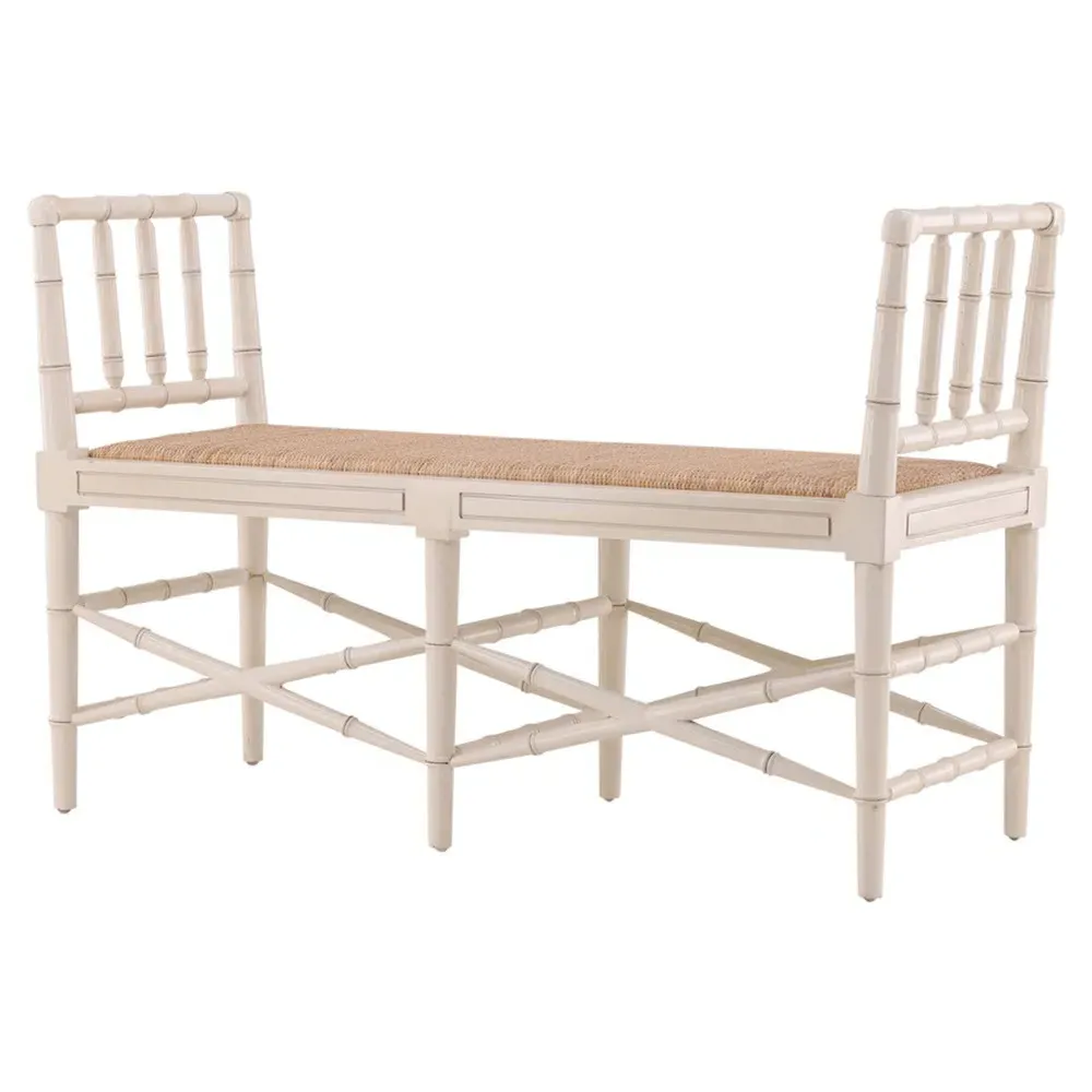 Gretta Bamboo Woven Bench - Cream, Raffia