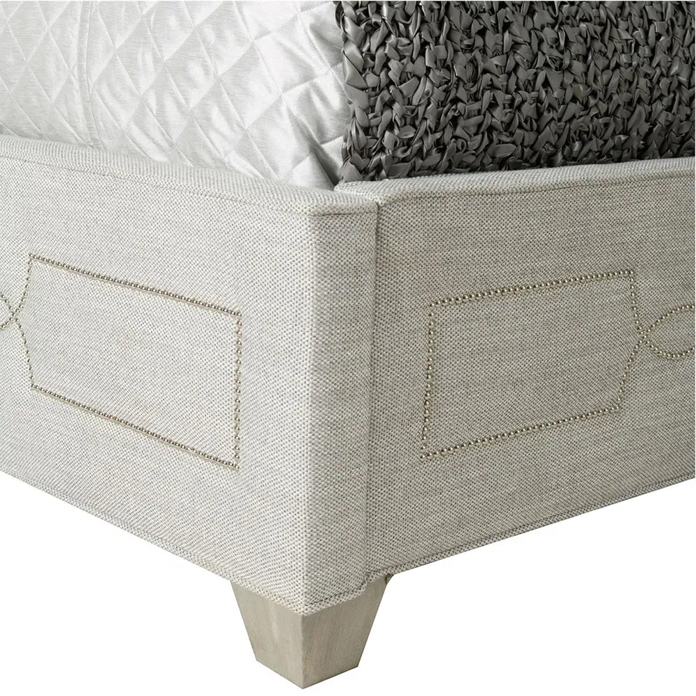 Gretta Hollywood King Size Bed with Nailhead Pattern - Grey