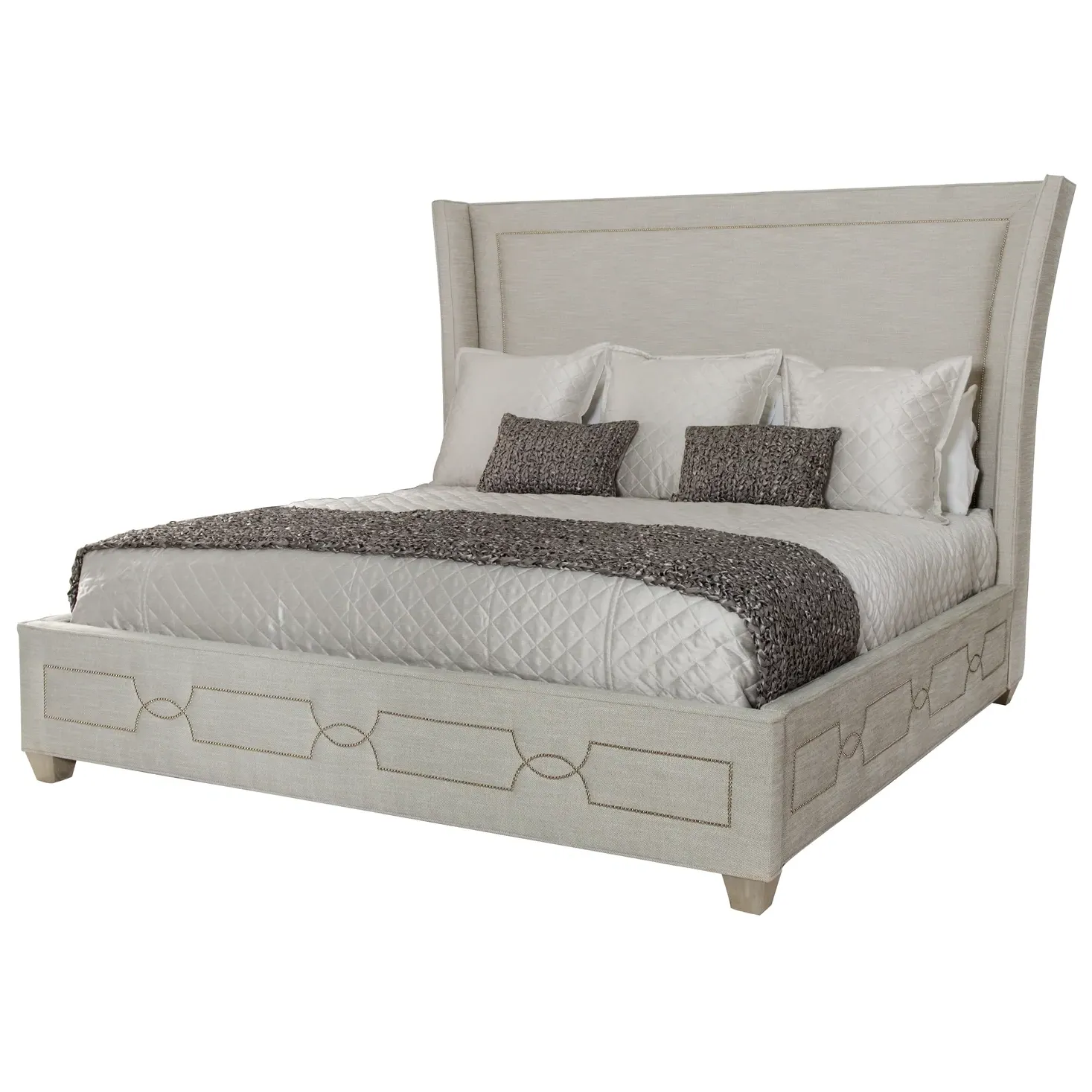 Gretta Hollywood King Size Bed with Nailhead Pattern - Grey image