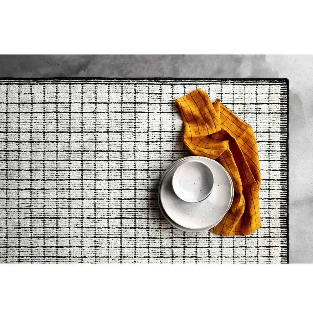 Greysen 2'6"x8'6" Linear Rug - Ivory Black, Wool