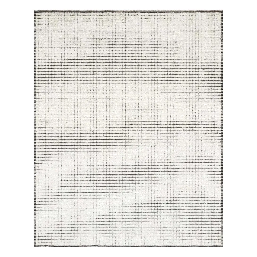 Greysen 2'x3' Linear Rug - Ivory Black, Wool