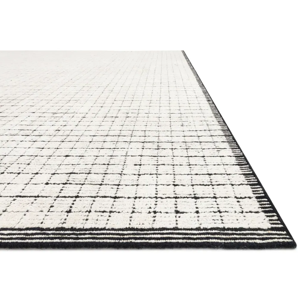 Greysen 4'x6' Linear Rug - Ivory Black, Wool