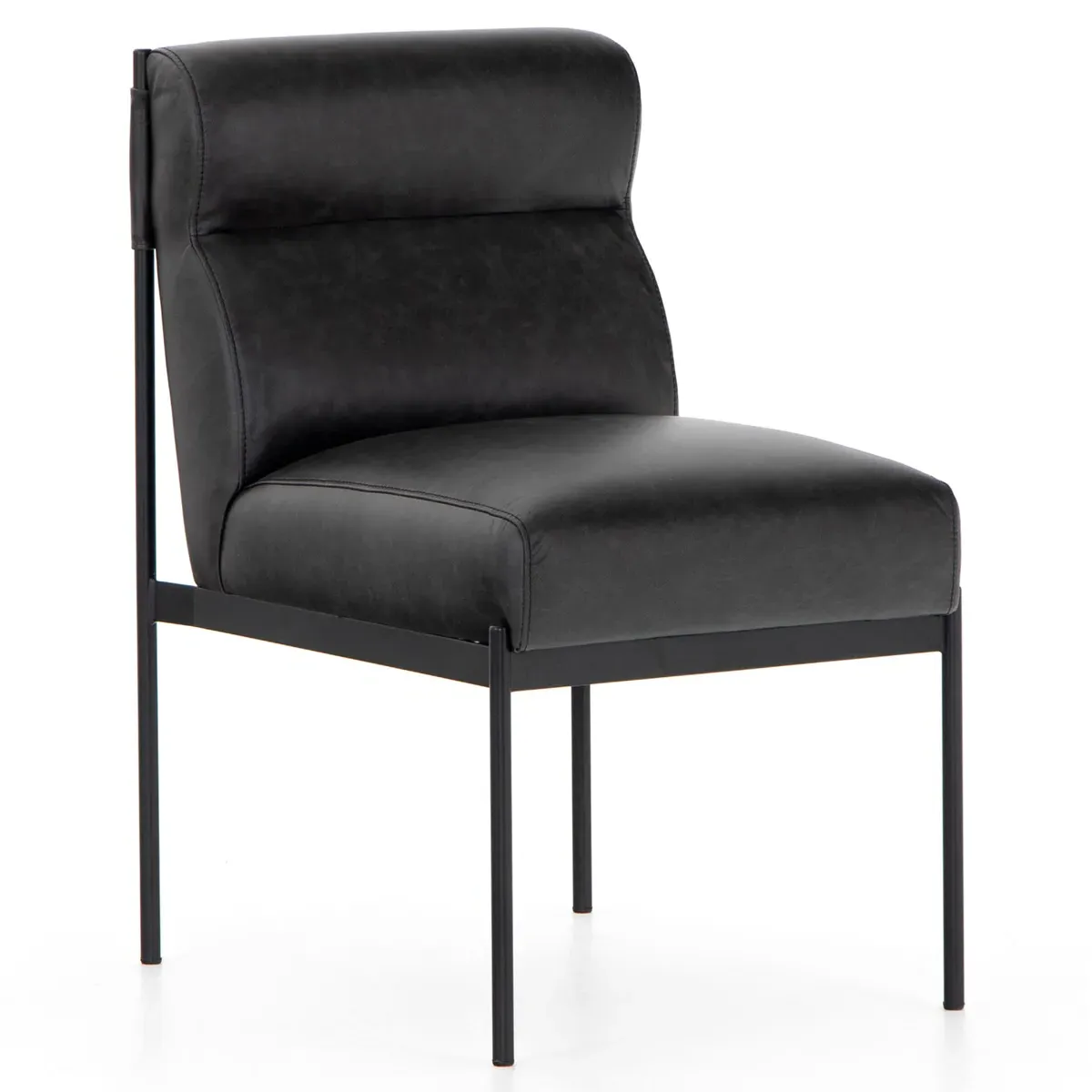 Greyson Leather Upholstered Iron Dining Chair - Black