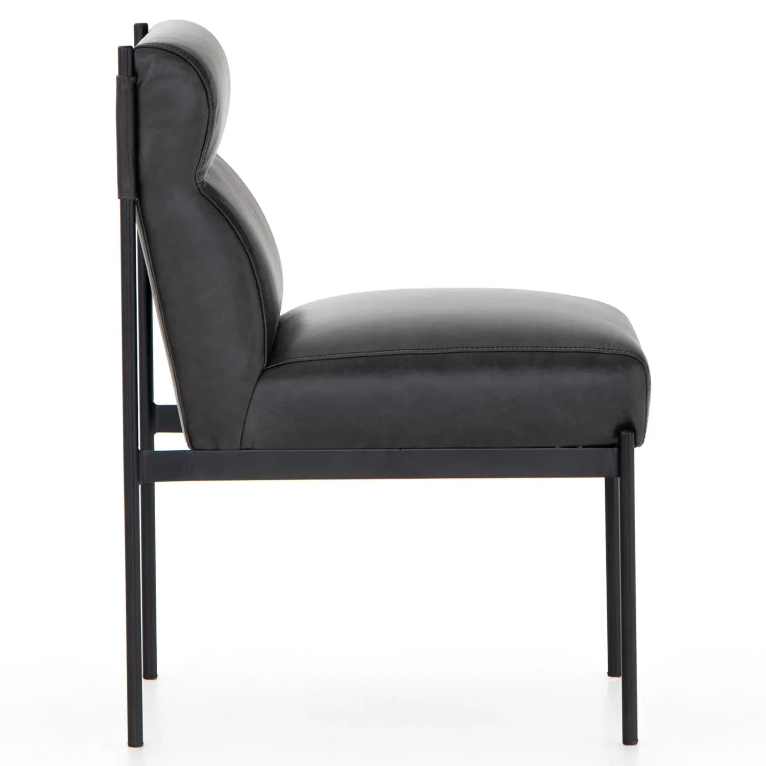 Greyson Leather Upholstered Iron Dining Chair - Black