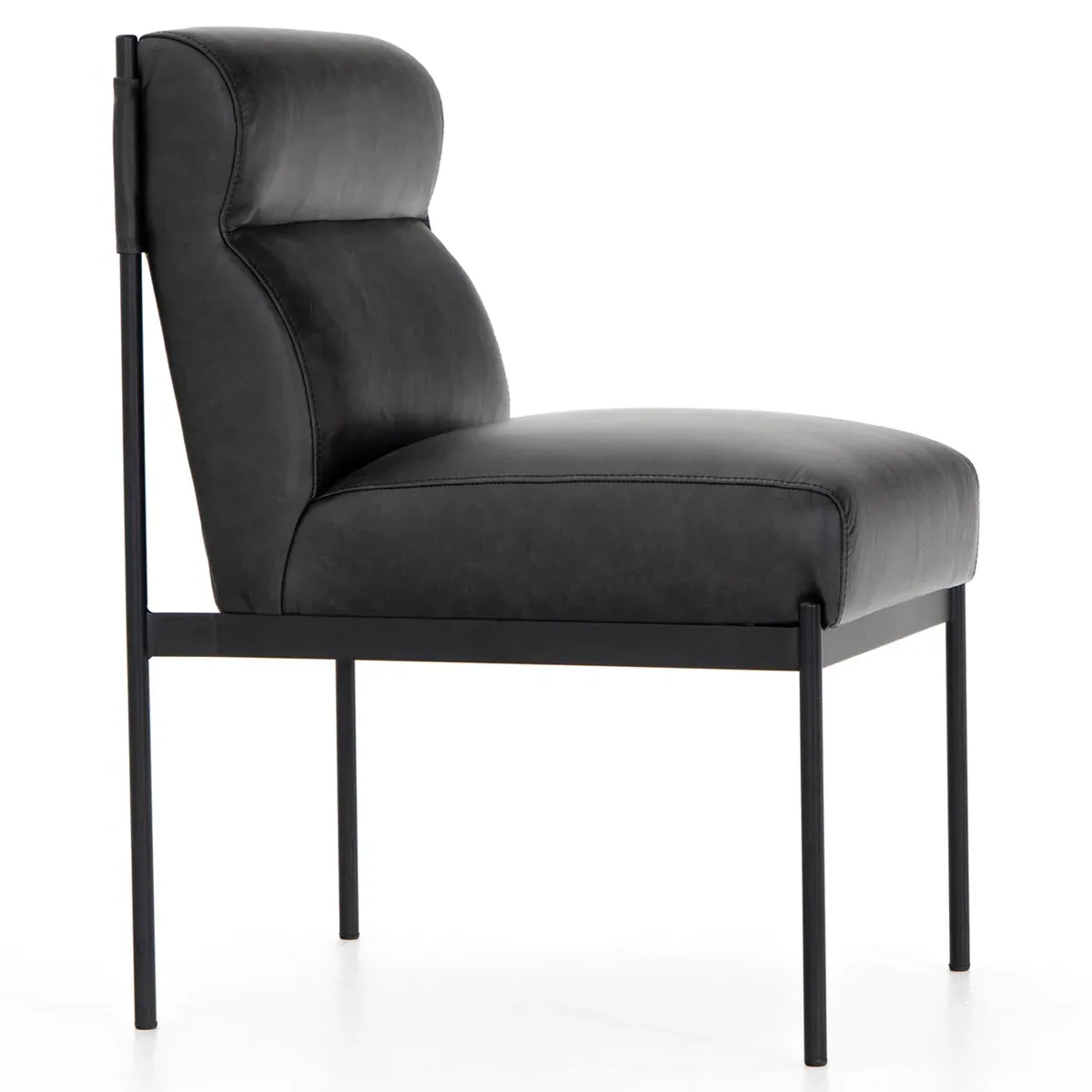 Greyson Leather Upholstered Iron Dining Chair - Black