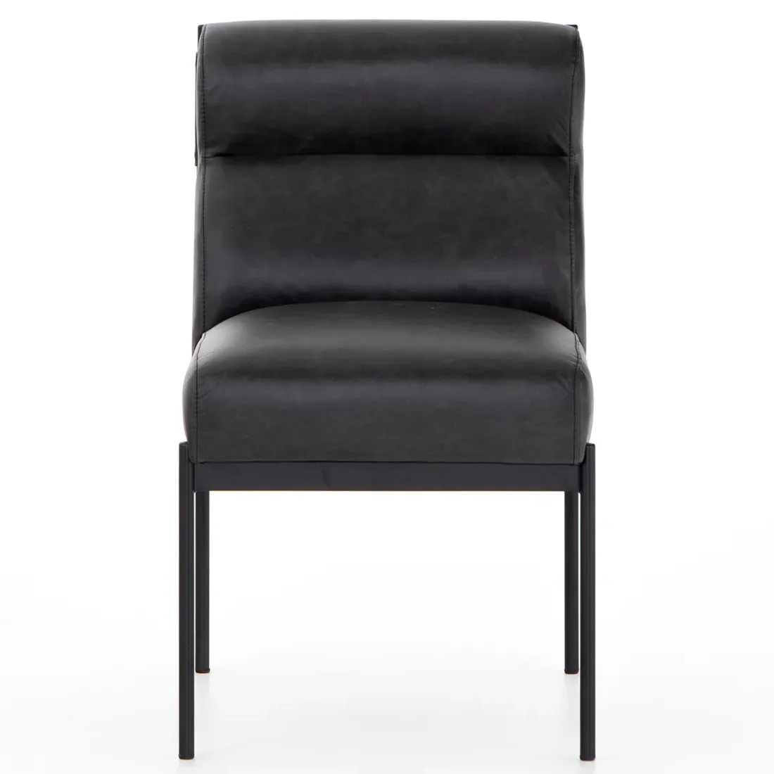 Greyson Leather Upholstered Iron Dining Chair - Black