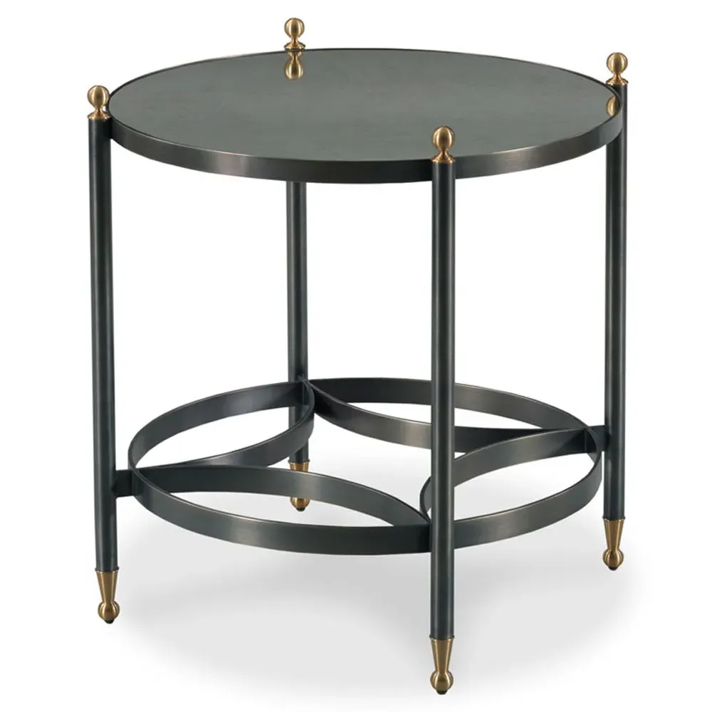 Grier Round Side Table - Antique Mirror, Metal