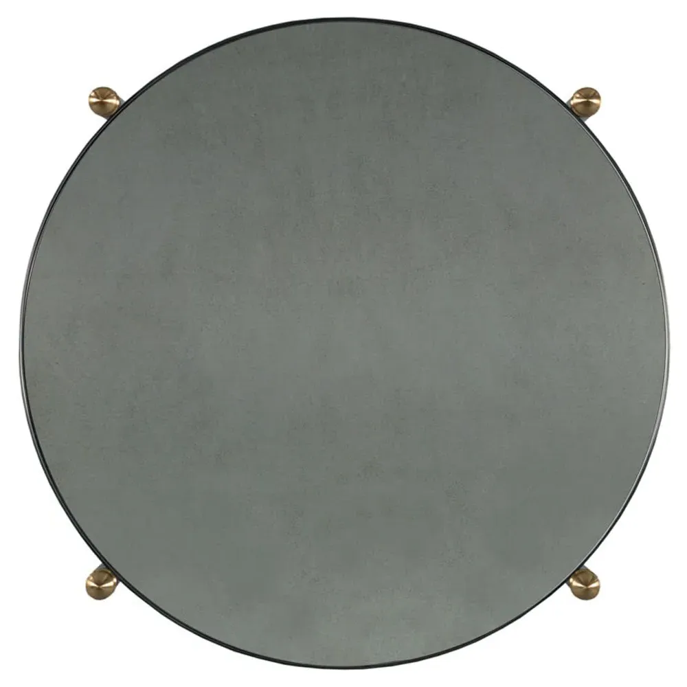 Grier Round Side Table - Antique Mirror, Metal