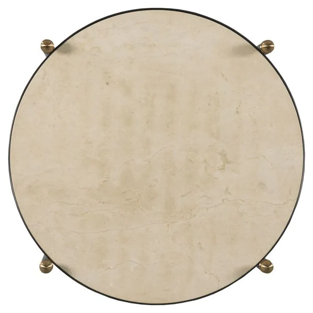 Grier Round Side Table - Beige Stone, Metal