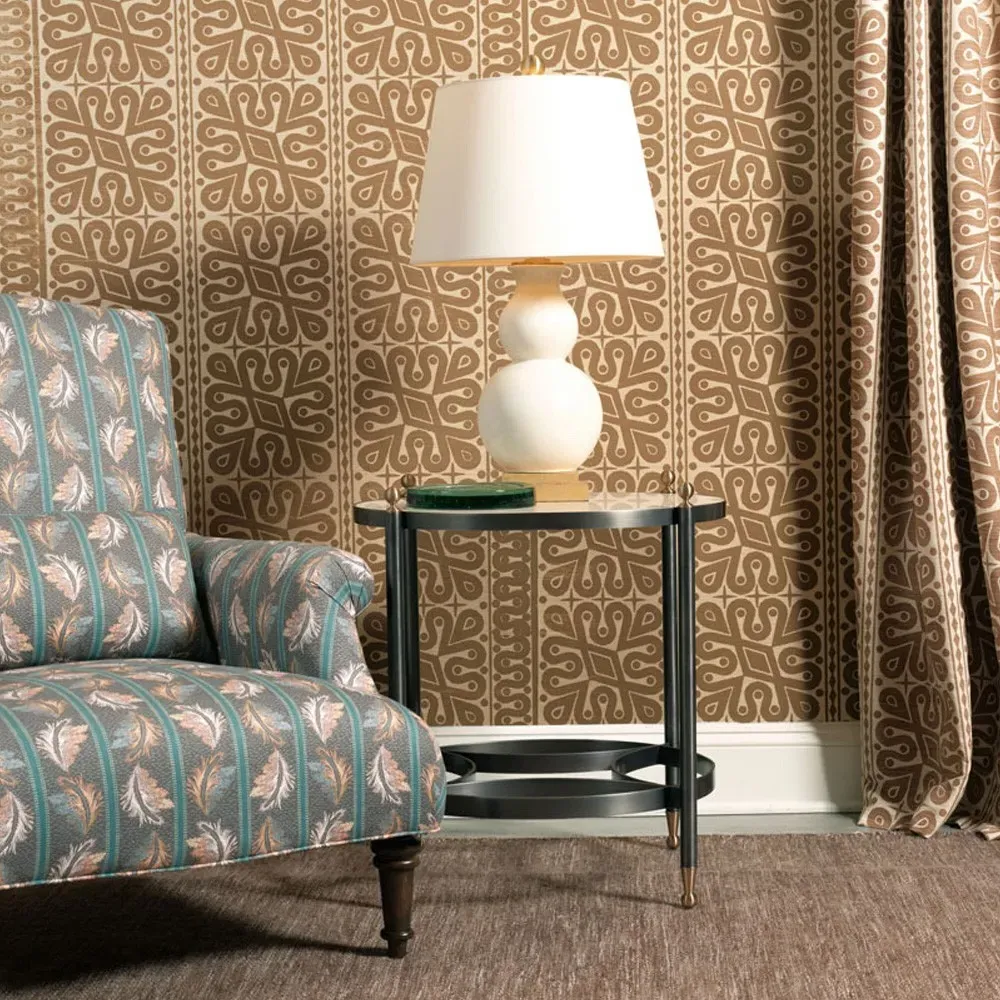 Grier Round Side Table - Beige Stone, Metal