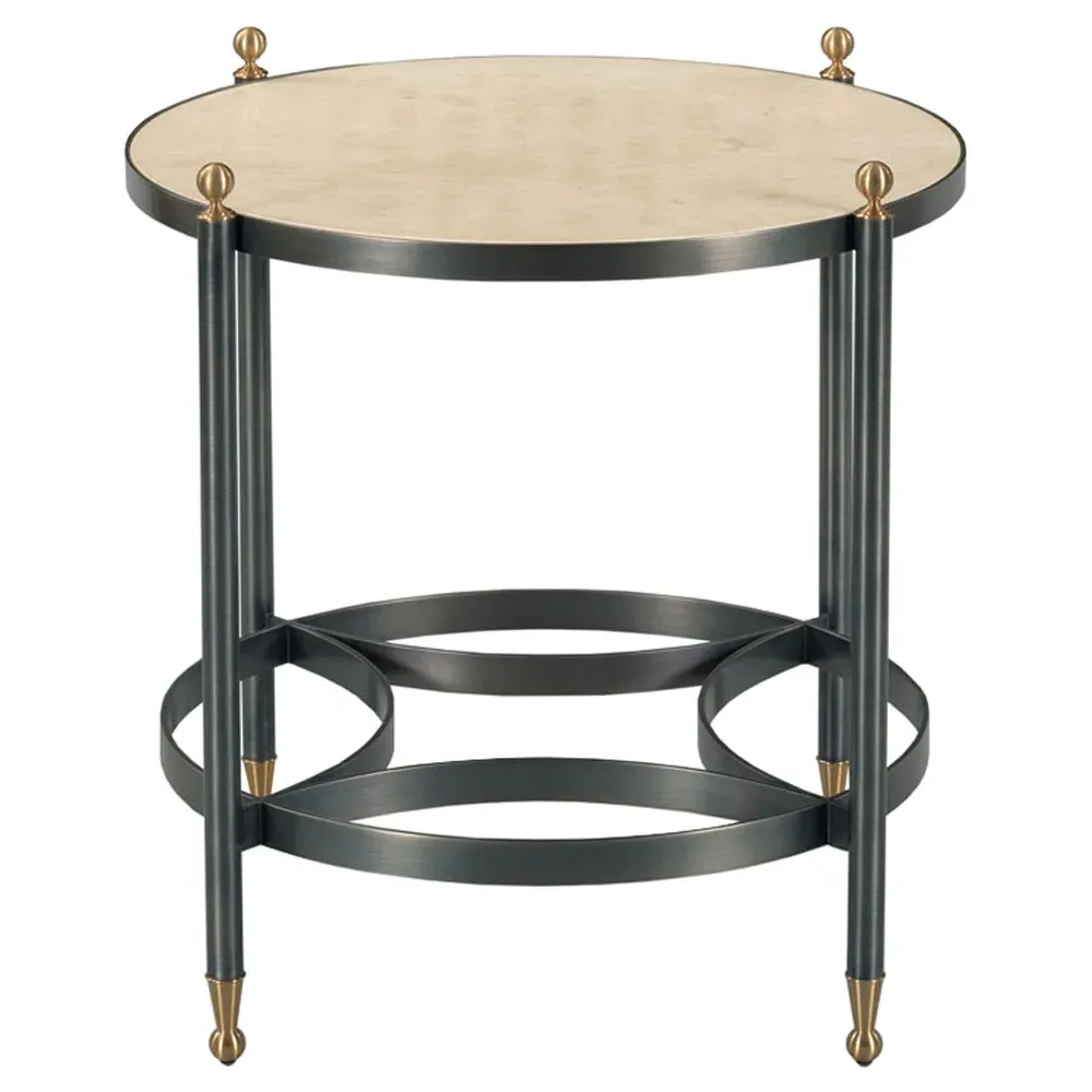 Grier Round Side Table - Beige Stone, Metal