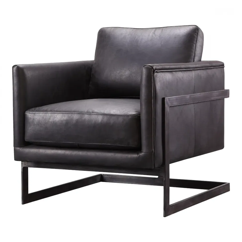 Griffin Arm Chair - Black, Leather