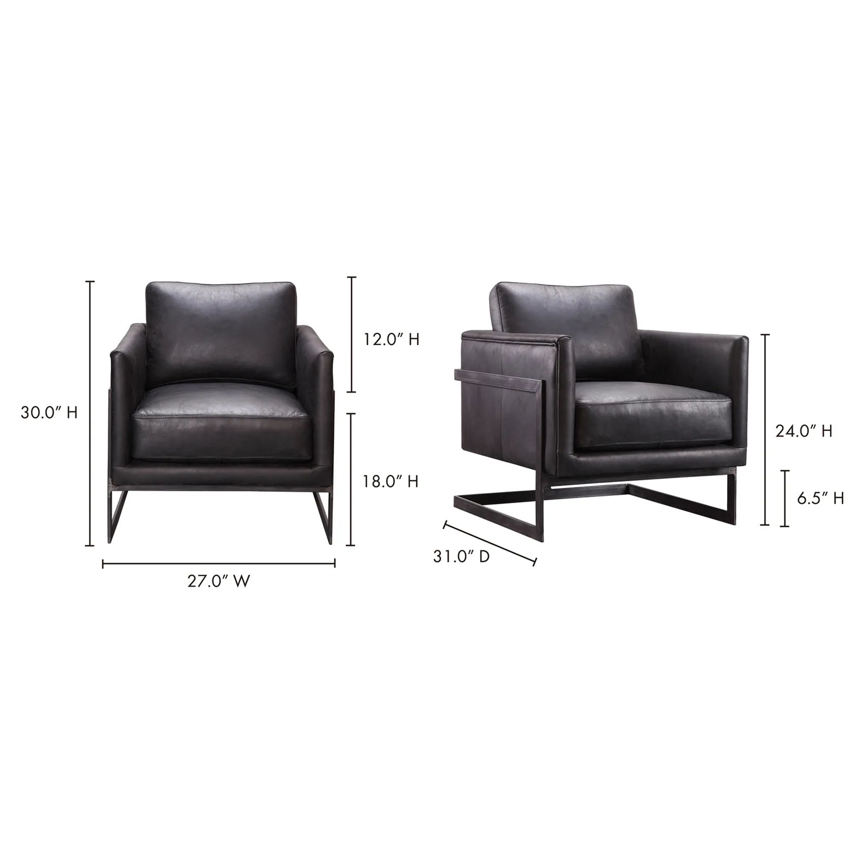 Griffin Arm Chair - Black, Leather