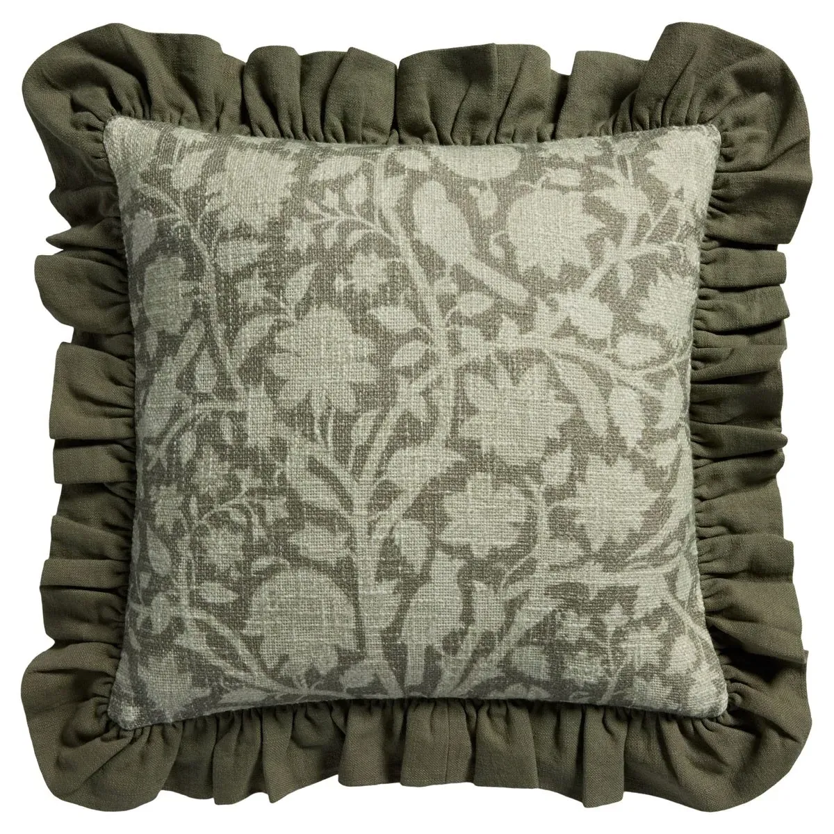 Griselda Floral Throw Pillow - Green, Cotton