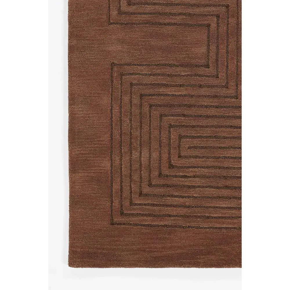 Guernica 2x3 Geometric Patterned Rug - Brown, Wool
