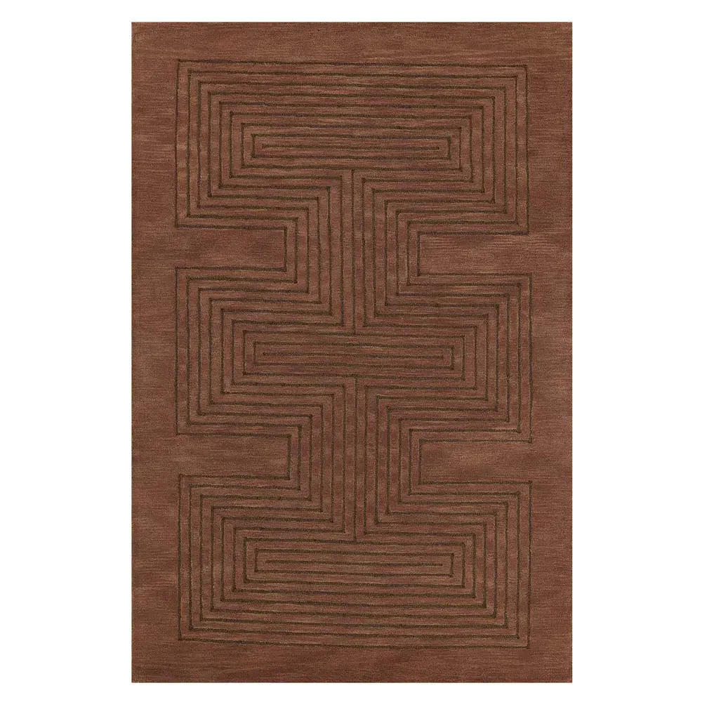 Guernica 2x3 Geometric Patterned Rug - Brown, Wool image