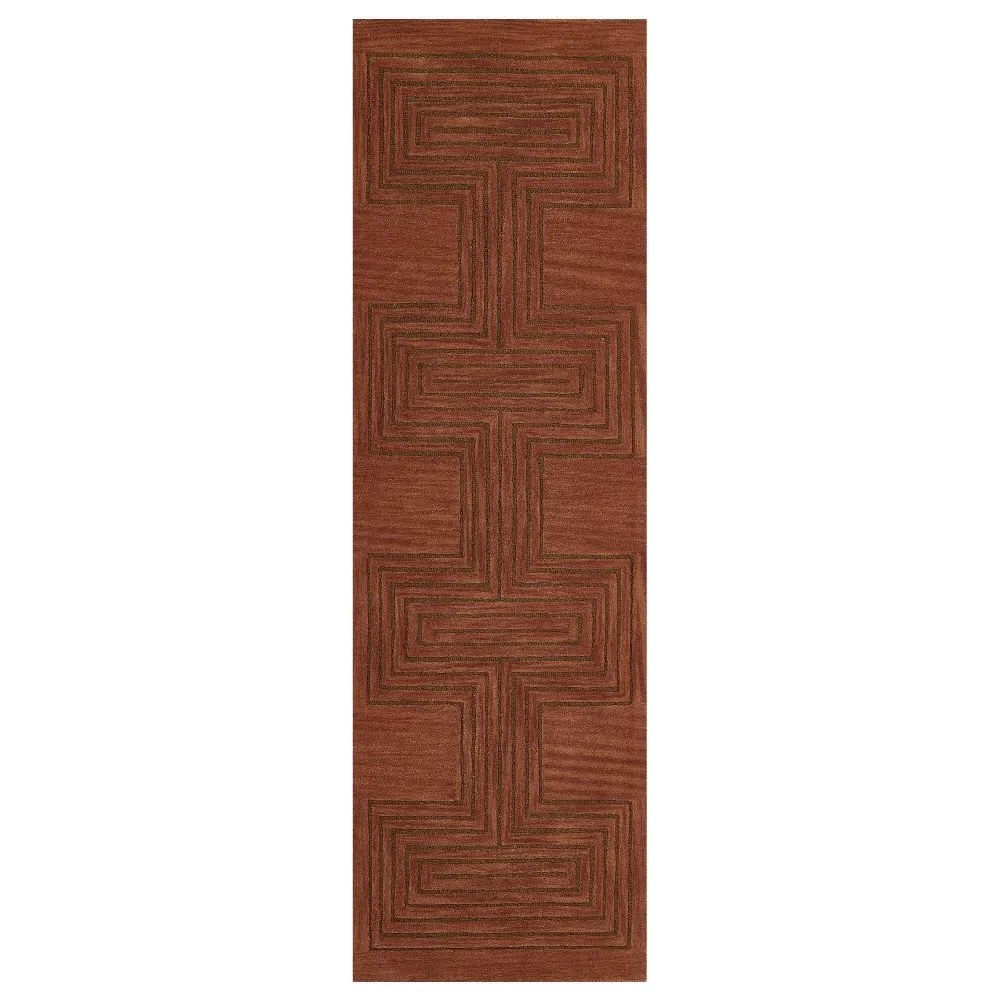 Guernica Geometric Patterned Rug - Brown, Wool