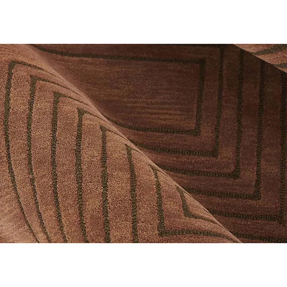 Guernica Geometric Patterned Rug - Brown, Wool