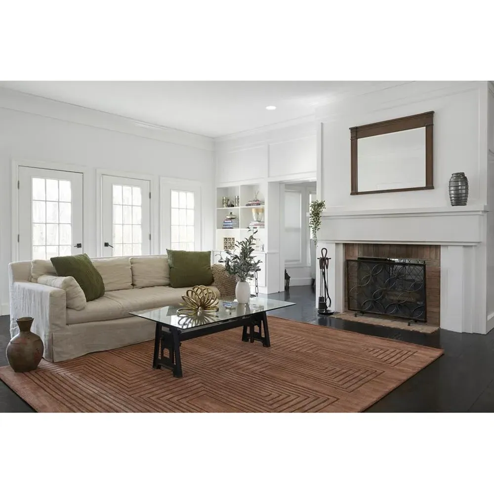 Guernica Geometric Patterned Rug - Brown, Wool