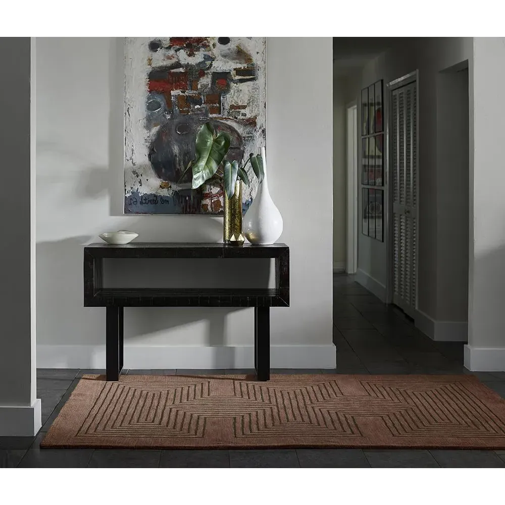 Guernica Geometric Patterned Rug - Brown, Wool