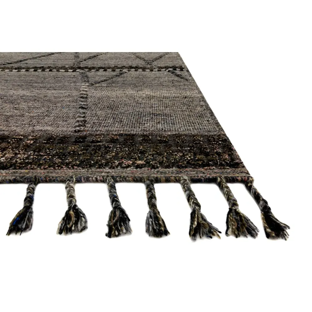 Gunnar Diamond Patterned Hand Knotted Rug Sample - Grey, Wool