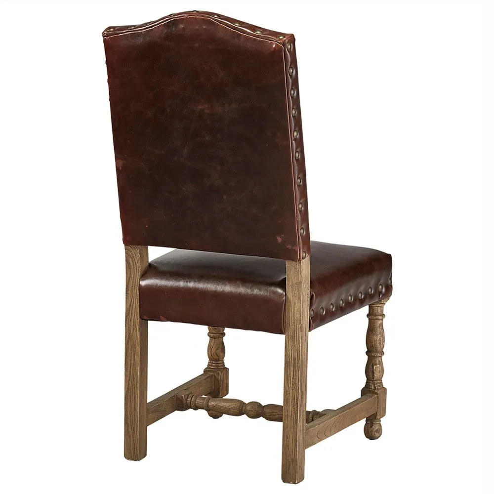Hadassah Leather Upholstered Oak Dining Chair - Brown