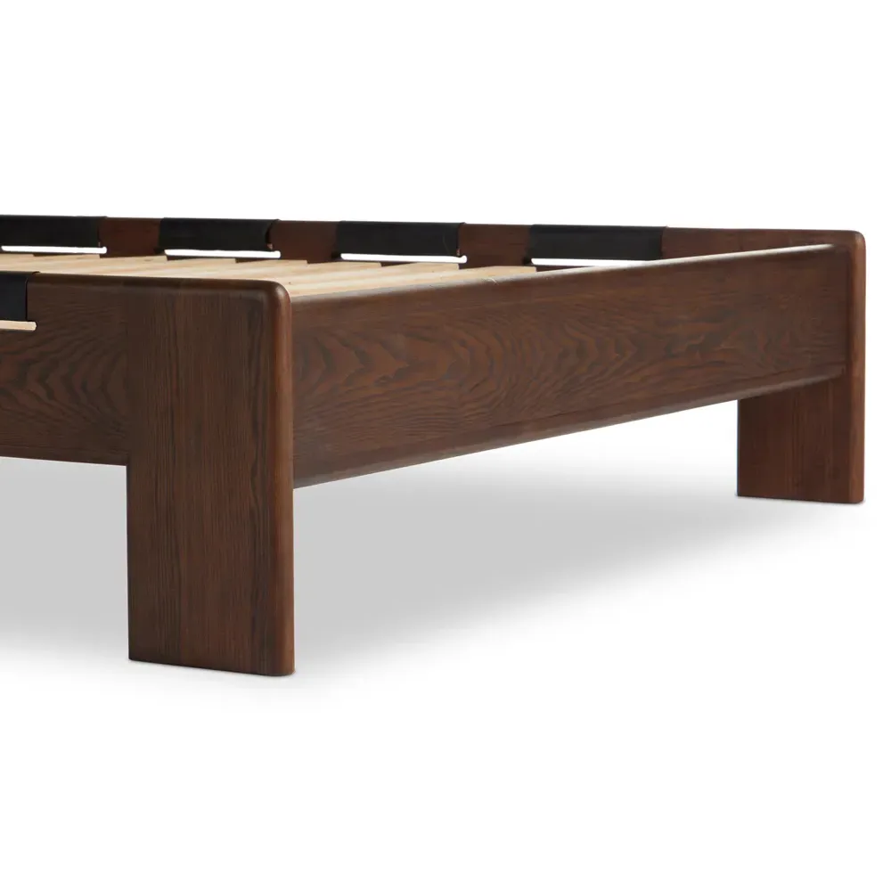 Hadley King Size Tufted Bed - Black, Leather