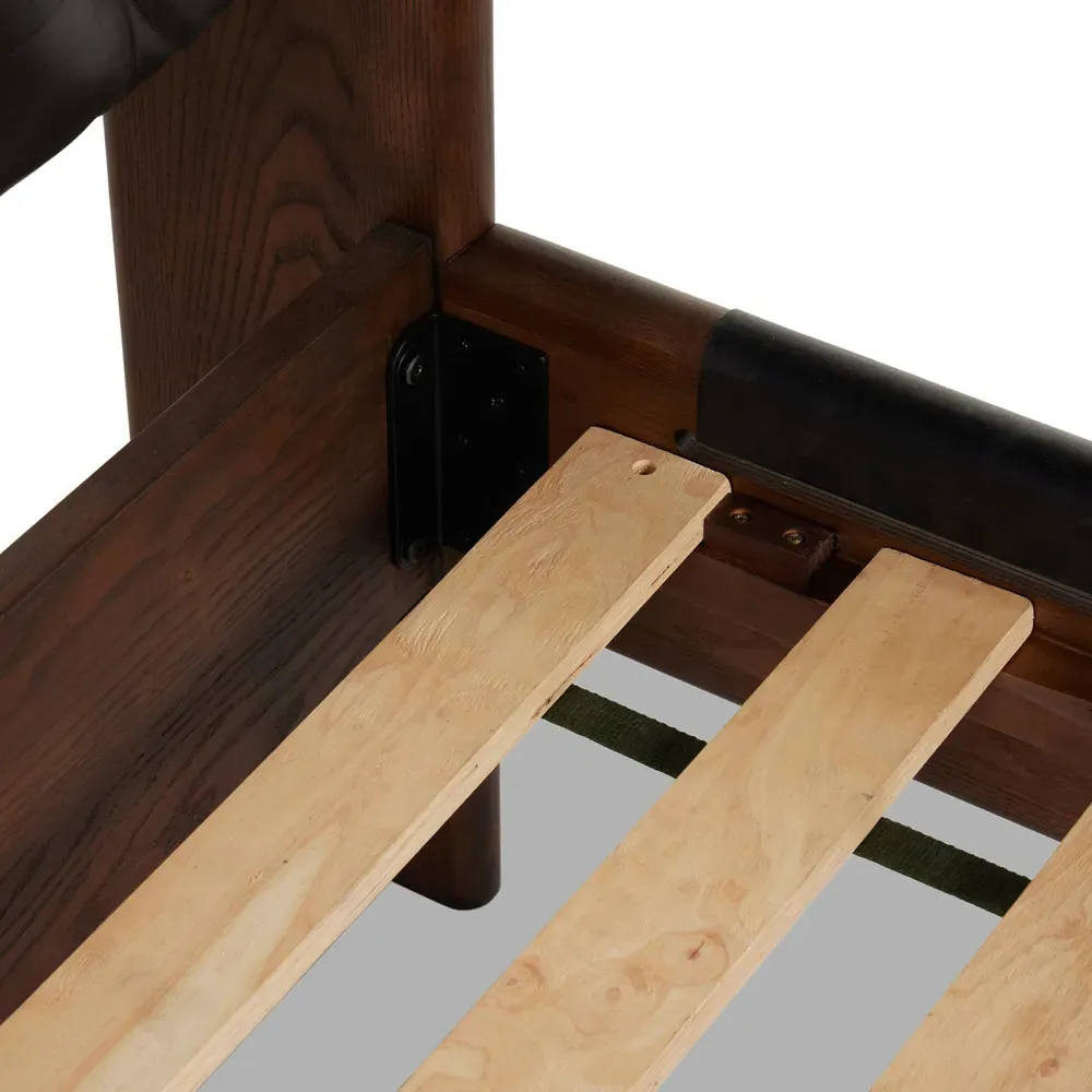 Hadley Queen Size Tufted Bed - Black, Leather