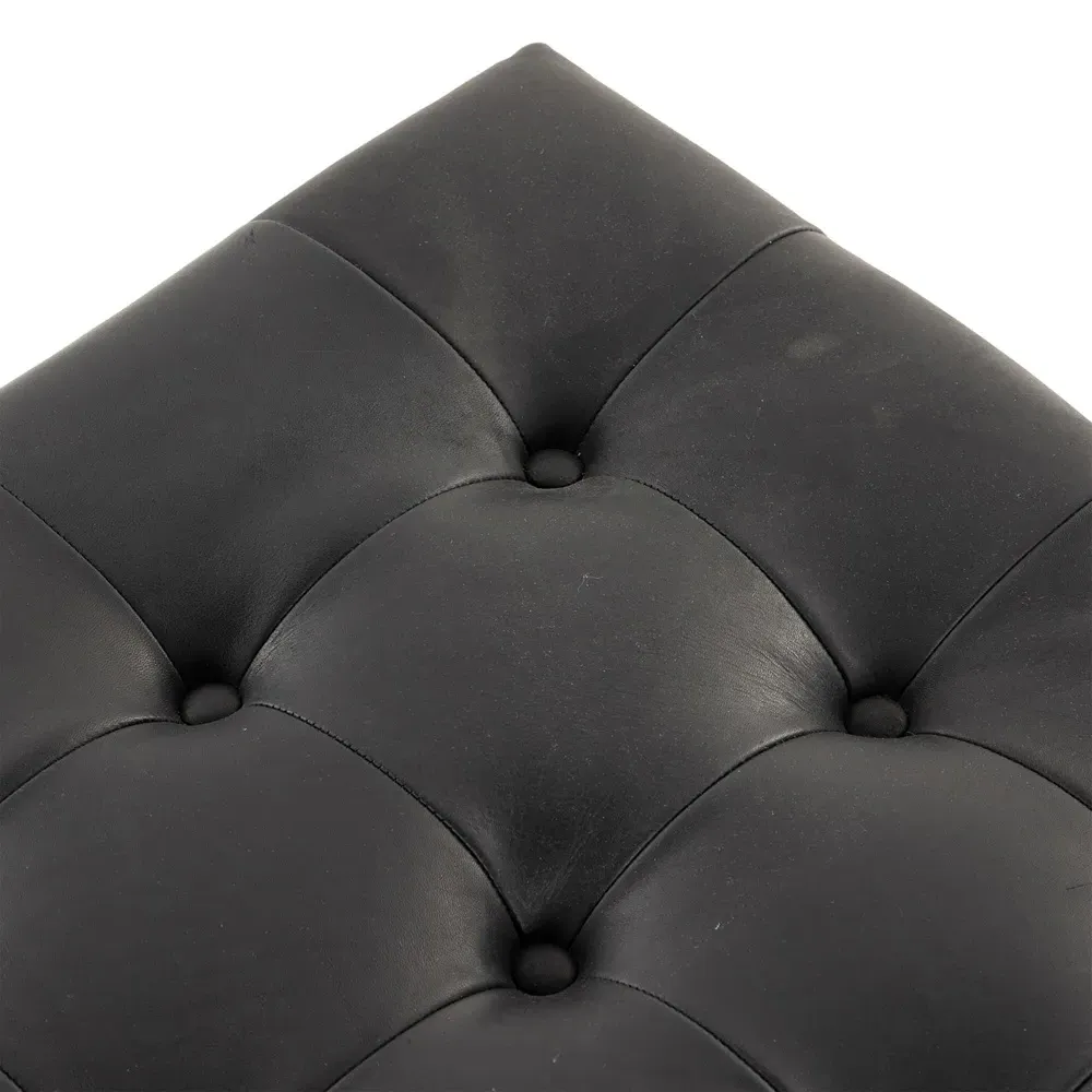 Hadley Rectangular Tufted Cocktail Ottoman - Black, Leather