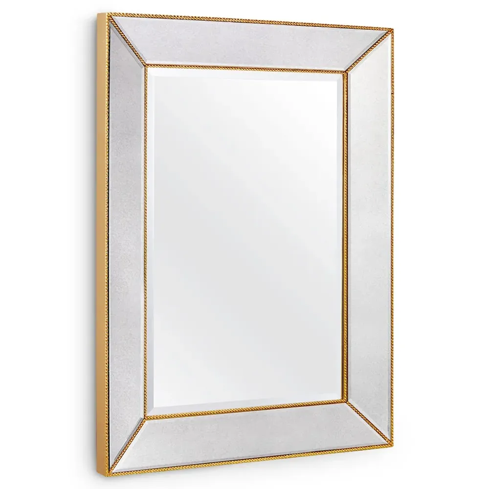 Hadley Small Rectangular Wall Mirror - Gold, Metal