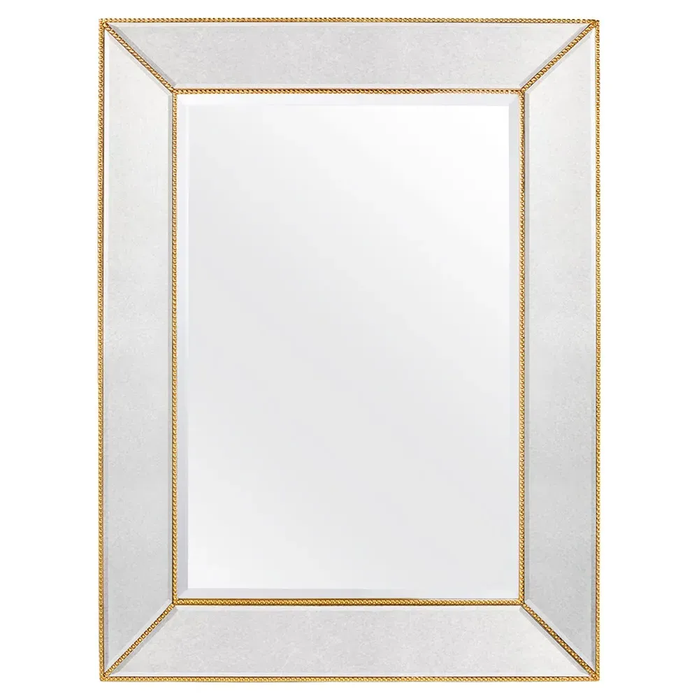 Hadley Small Rectangular Wall Mirror - Gold, Metal image