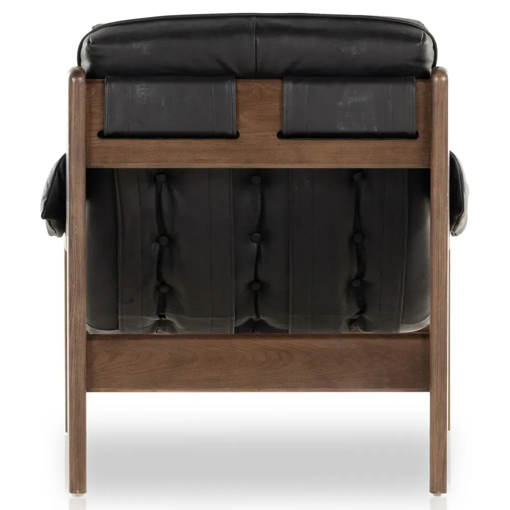 Hadley Tufted Arm Chair - Black, Leather