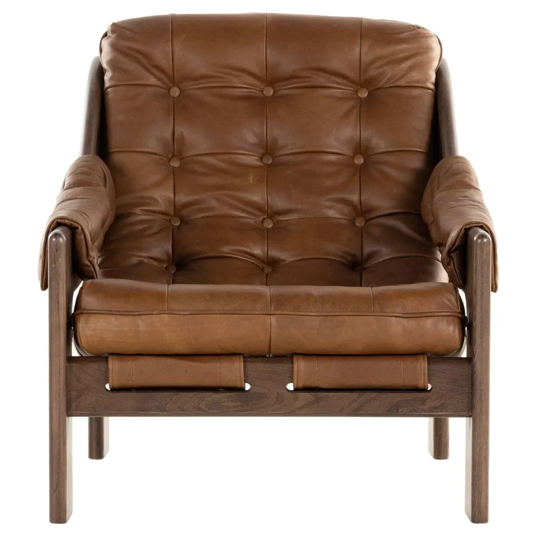 Hadley Tufted Arm Chair - Brown, Leather