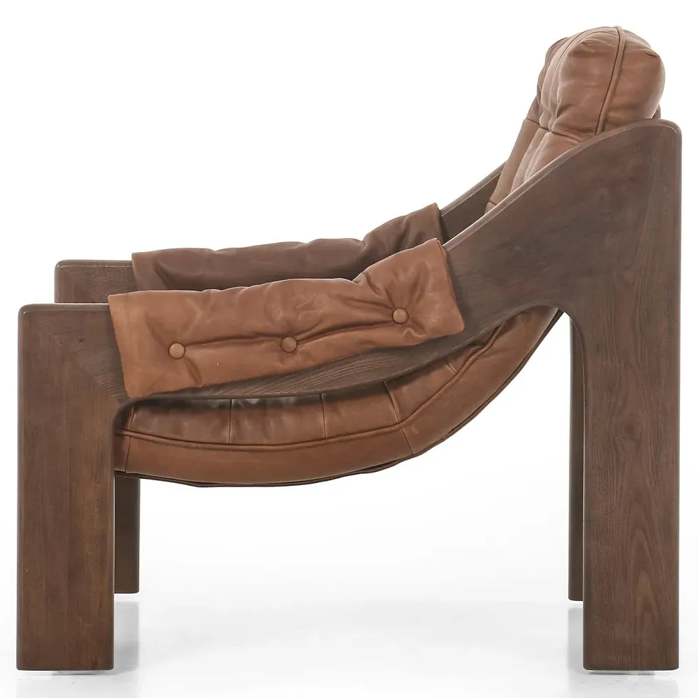 Hadley Tufted Arm Chair - Brown, Leather