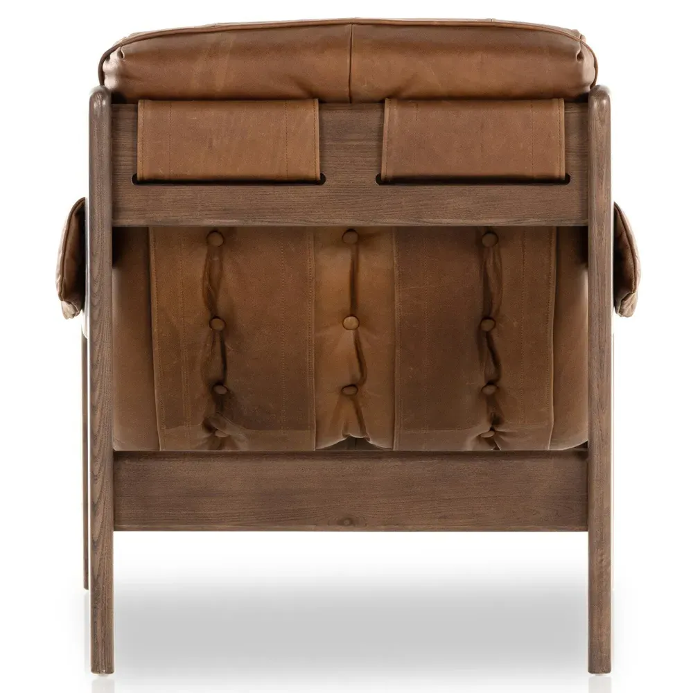 Hadley Tufted Arm Chair - Brown, Leather