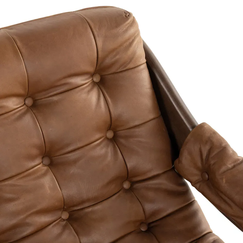 Hadley Tufted Arm Chair - Brown, Leather