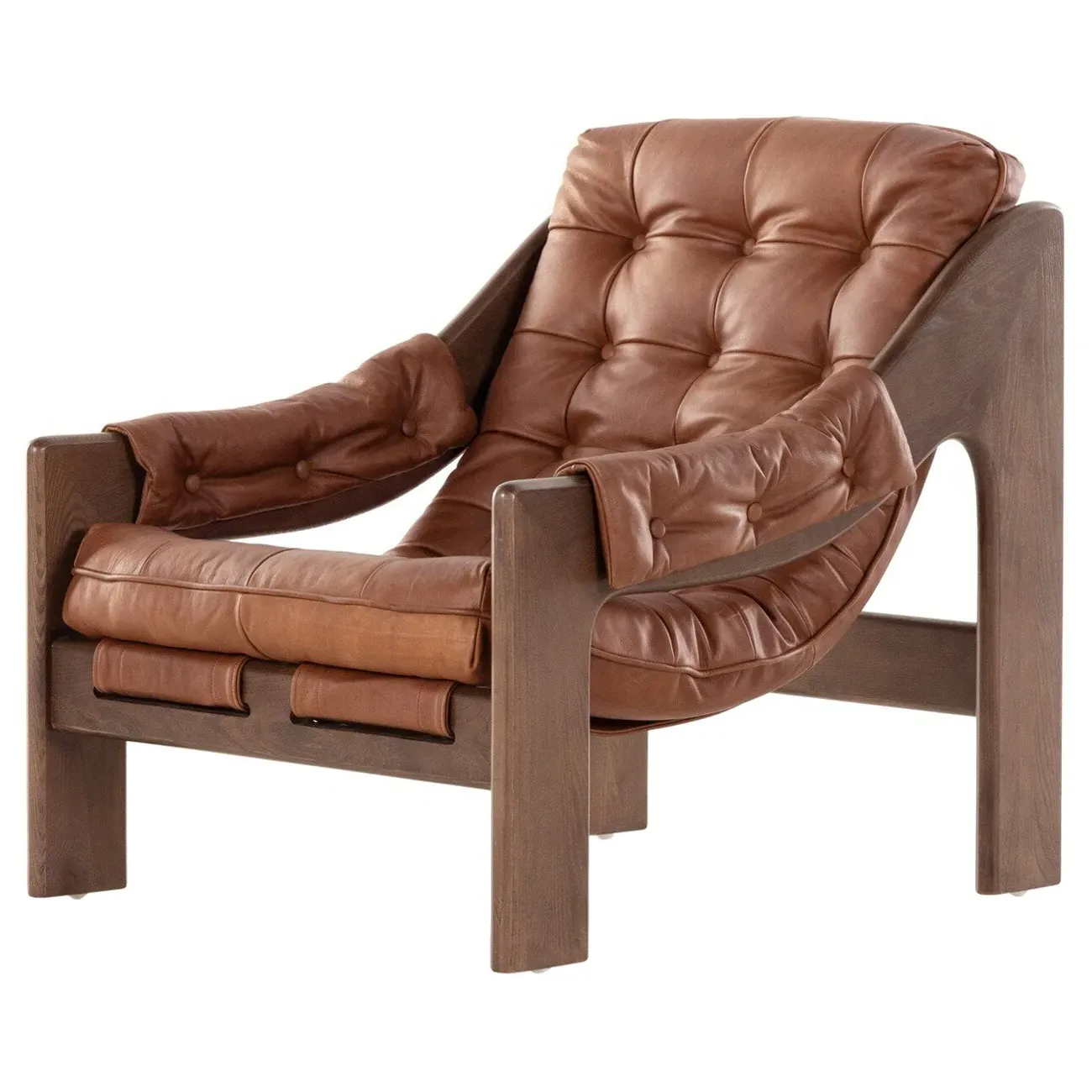 Hadley Tufted Arm Chair - Brown, Leather