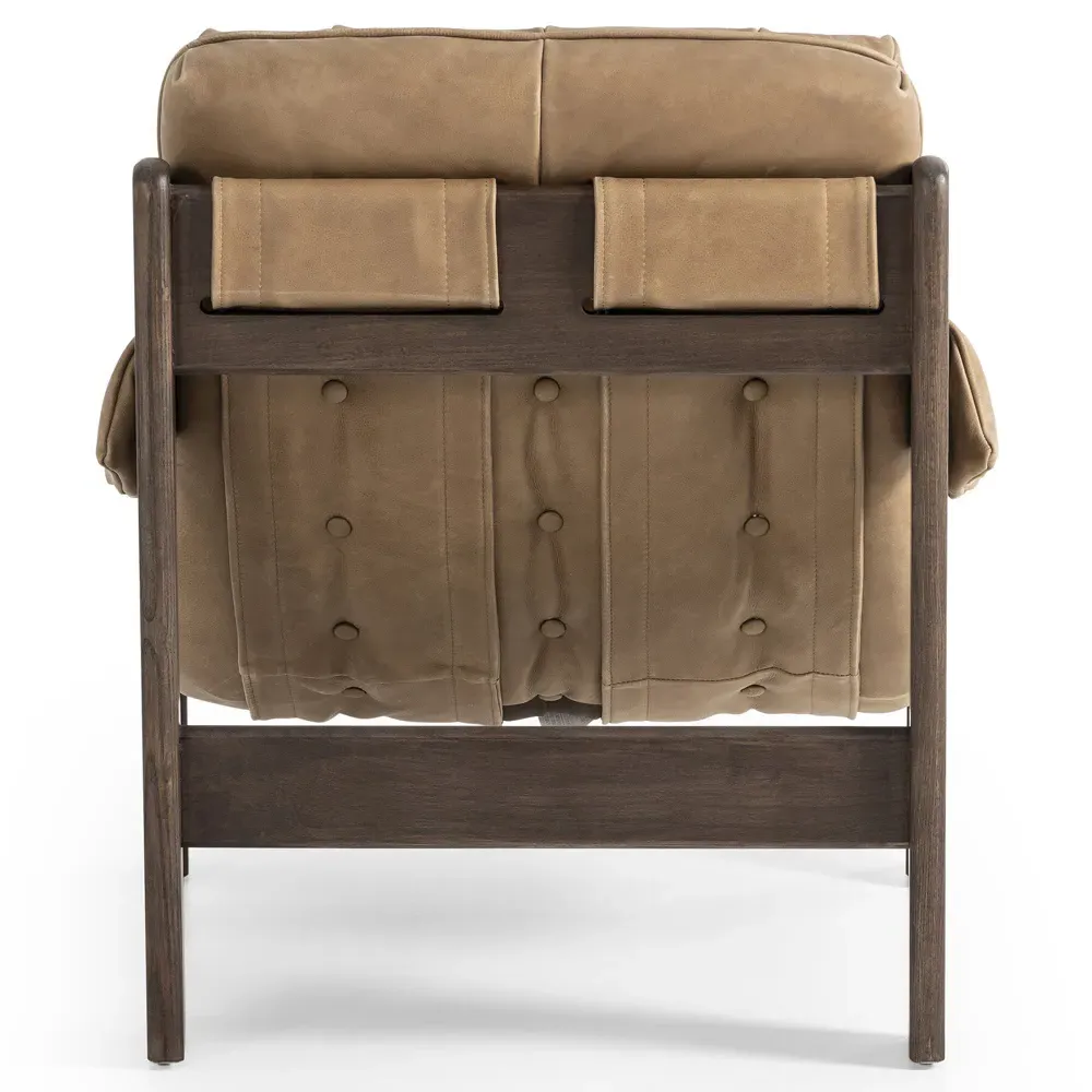 Hadley Tufted Arm Chair - Light Brown, Leather