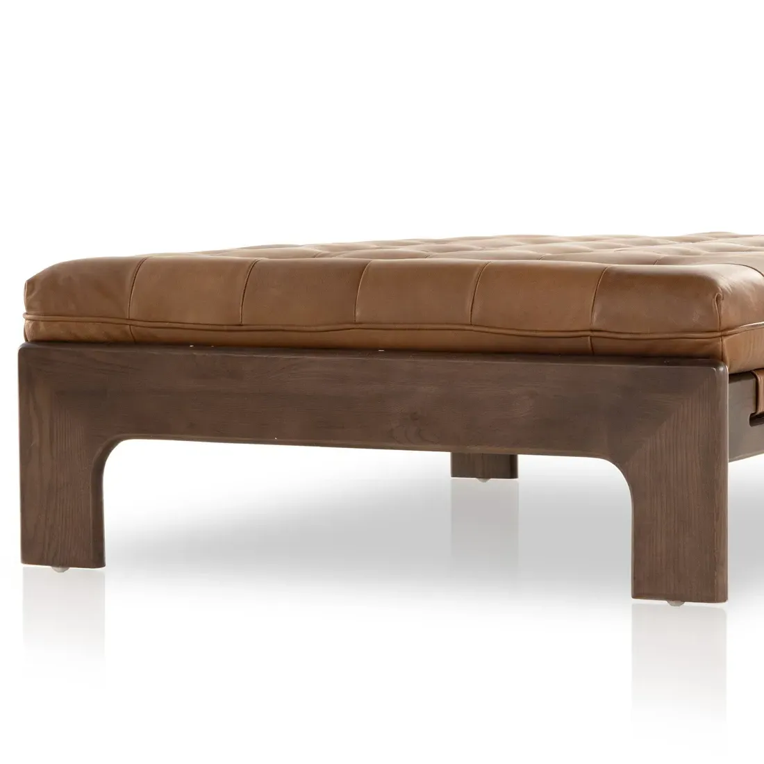 Hadley Tufted Ottoman - Brown, Leather