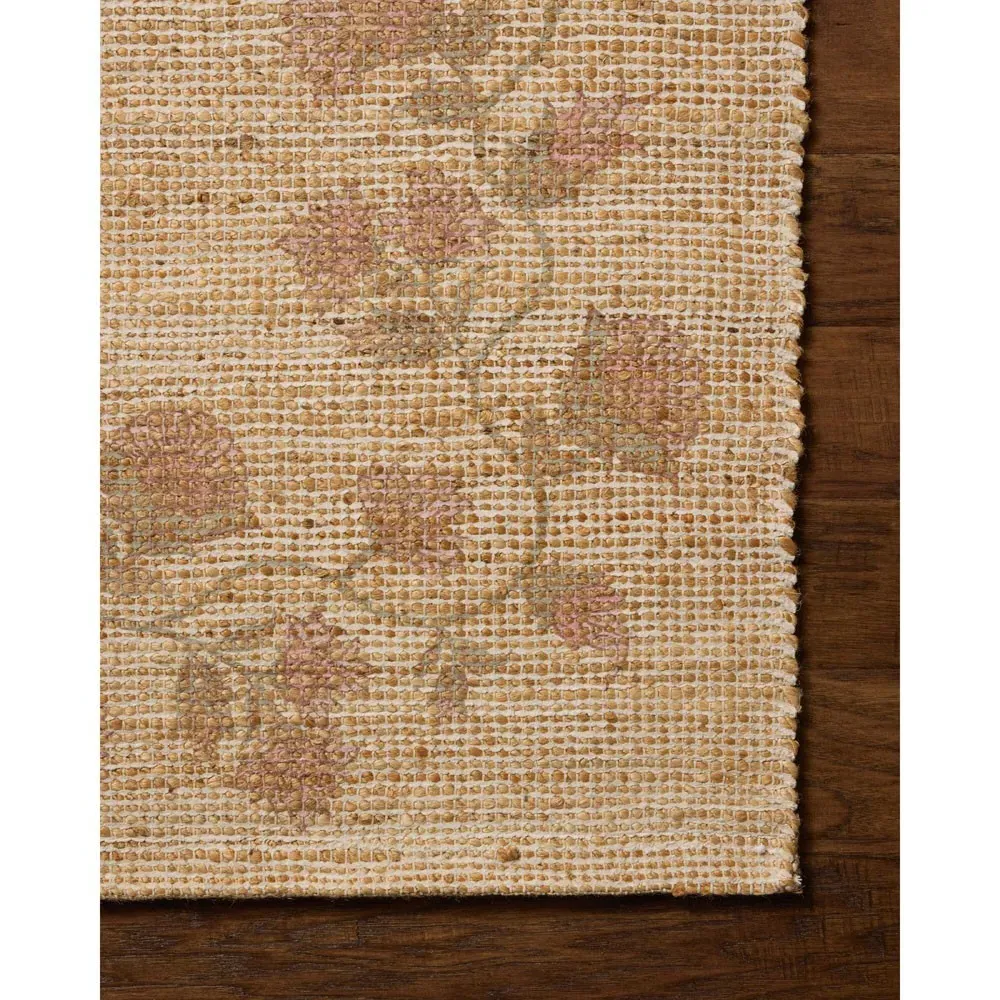 Haela Floral Bordered Rug - Blush, Jute