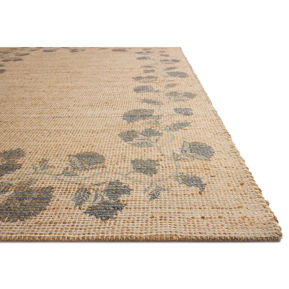 Haela Floral Bordered Rug Sample - Beige, Jute